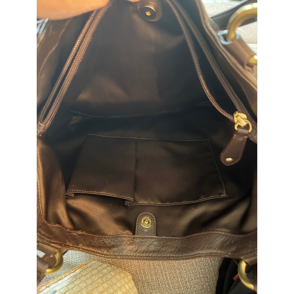 Coach Dark Brown Pebbled Leather Buckle Shoulder Bag Brass Hardware 2013 Line - Picture 7 of 10